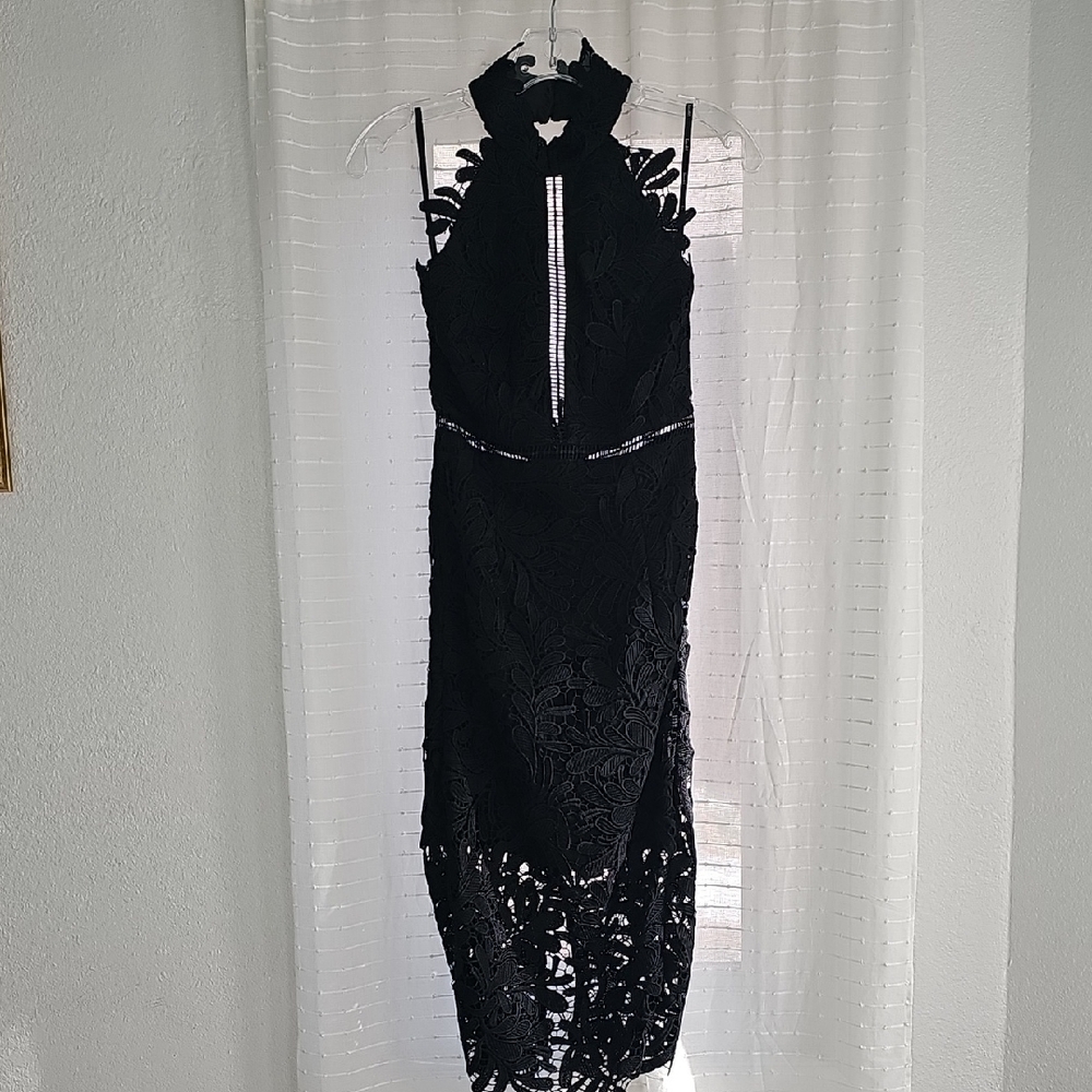 Bardot Black Lace Midi Dress